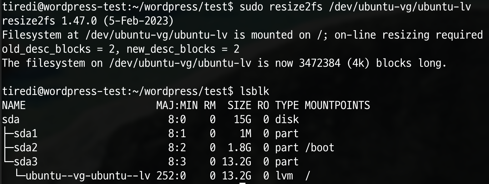lvm 파일시스템 확장